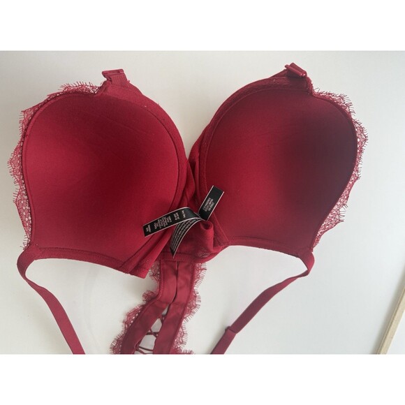 Victoria's Secret Very Sexy Push-Up Bra Color Red 32DDD lace lacy 32f - Picture 10 of 11